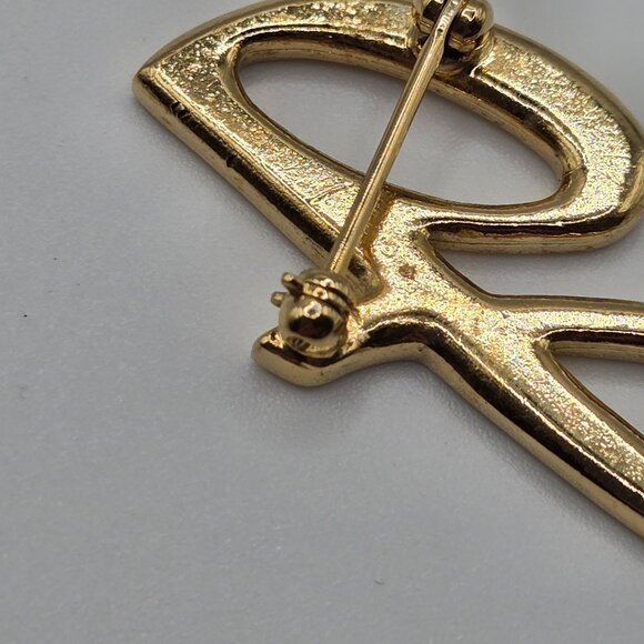 VTG Brooch Monogram Script Letter Insignia "G" Lower Case Gift Gold Tone Pin - Picture 6 of 7